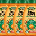 Garnier Ultra Suave Albaricoque champú 2 en 1 para niños fácil de desenredar - Pack de 4 x 400 ml