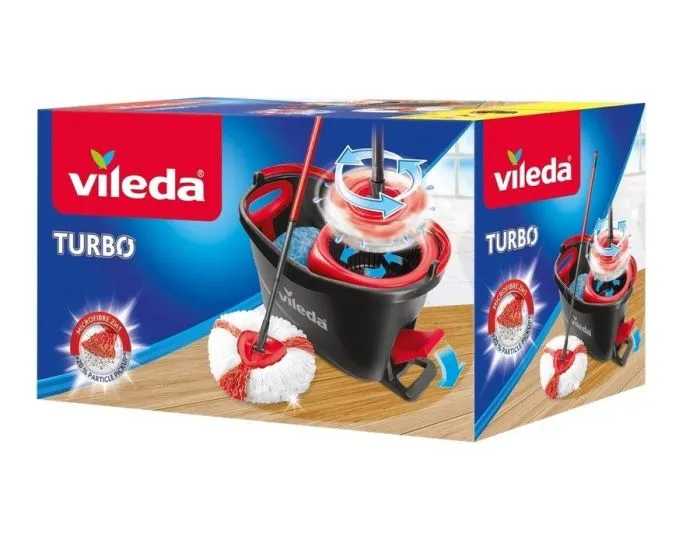 VILEDA - Easy Wring & Clean Turbo set de limpieza con fregona completa + cubo con escurridor