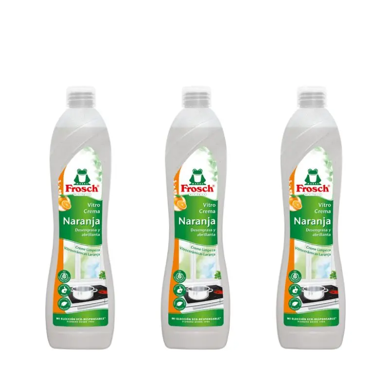 Frosch Limpiador Vitrocerámicas Crema Naranja 500 ml Frosch Limpiador Vitrocerámicas Crema Naranja 500 ml – Ecológico, Seguro y Potente – Pack de 3 Unidades – Limpieza Brillante sin Rayar - Imagen 1