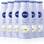 NIVEA Aceite en Loción Coco & Aceite de Monoi en pack de 6 (6 x 400 ml), aceite corporal con aroma a coco, loción hidratante de cuidado corporal para piel seca y normal*