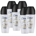 DOVE Invisible Dry | 50ML Desodorante roll-on hidratante 0% alcohol - Pack de 6 x 50 ml