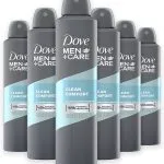 Dove Men+Care Clean Comfort Desodorante Antitranspirante 48h, Fórmula con ¼ de Crema Hidratante, Pack Ahorro 6 x 200 ml - Aerosol para Hombre, Frescura Limpia y Duradera