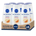 NIVEA Gel de Ducha Care & Orange - Paquete de 6 x 650 ml