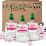 Air Wick Active Fresh Spray Automatico Sin Aerosol - Ambientador para casa con aroma a Flor de Jazmín - Pack de 3 Recambios (228mlx3)