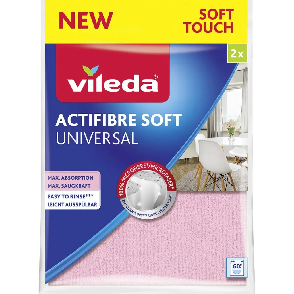 VILEDA Bayeta actifibre soft universal microfibras máxima absorción paquete 2 uds 29 x 29 cm