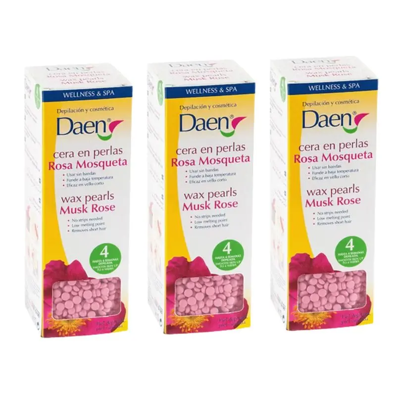 RO10052013 DAEN CERA CALIENTE PERLAS ROSA MOSQUETA 180 GRAMOS Daen Depilation Cera en Perlas Rosa Mosqueta 180 g - Pack de 3 x 180 gramos - Imagen 1