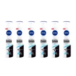 NIVEA Black & White Woman Fresh 200ML Desodorante en spray【Pack 6 uds.x 200 ml】