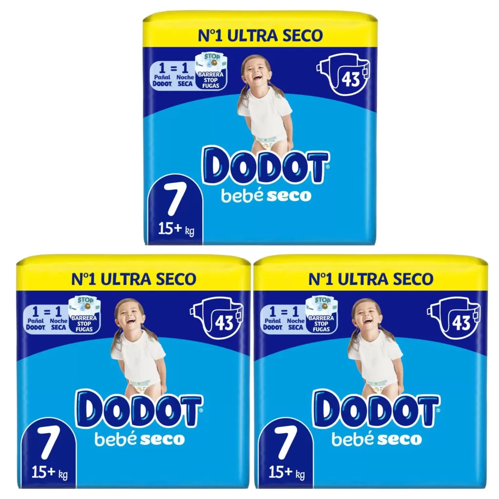 Dodot Bebé Seco Pañales Talla 7 (15-24kg) Caja de 129 Pañales