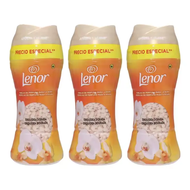 Lenor Pack de 3 Botes de Classics Orquídea Dorada Perlas de Perfume Potenciador de Fragancia para la Ropa Limpieza Tradicional Aromática y Profunda 195g (585g en total ) - El envase puede variar Lenor Pack de 3 Botes de Classics Orquídea Dorada Perlas de Perfume Potenciador de Fragancia para la Ropa Limpieza Tradicional Aromática y Profunda 195g (585g en total ) - El envase puede variar - Imagen 1