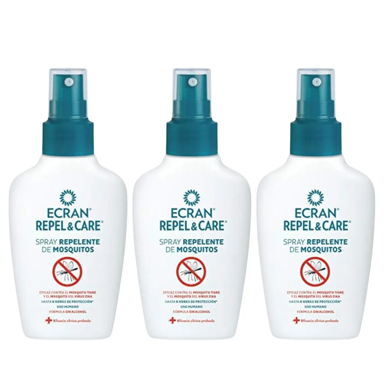 Ecran Repel Care, Spray Repelente de Mosquitos sin Alcohol – Spray Antimosquitos con Hasta 6 Horas de Protección – Ideal para Toda la Familia – Formato Viaje de 100 ml – Pack de 3 x 100 ml