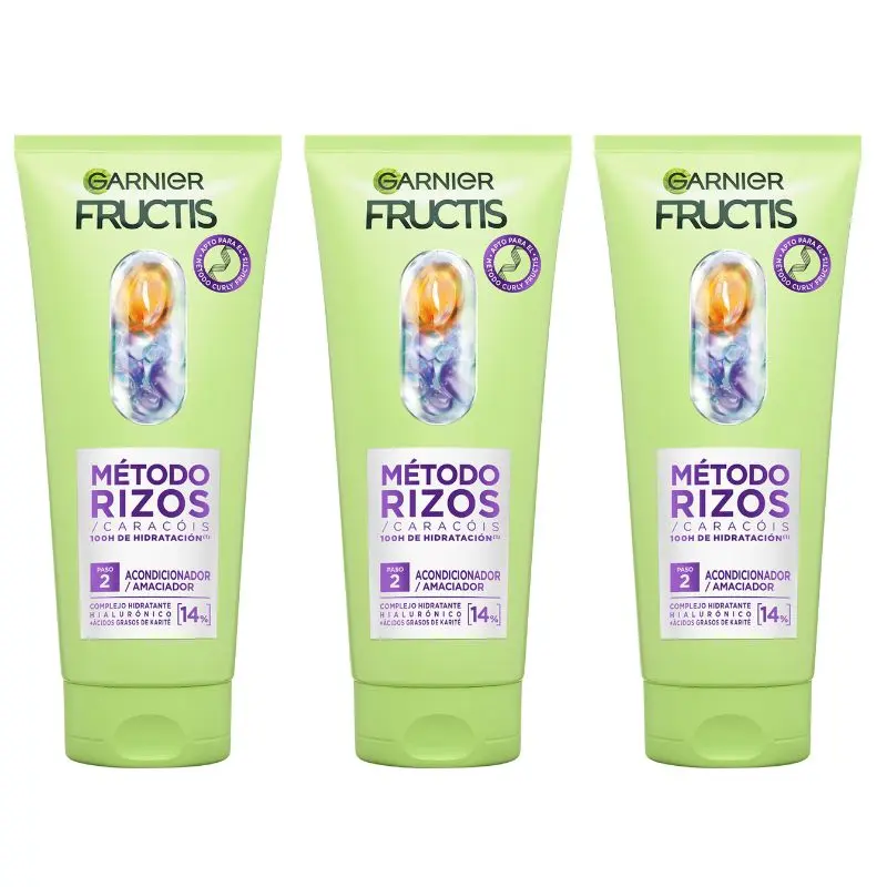 Método Rizos Acondicionador Paso 2 FRUCTIS Método Rizos 200ML Acondicionador hidratante - Pack de 3 x 200 ml - Imagen 1